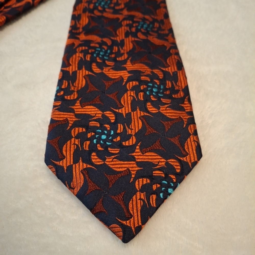 Paul Smith Necktie. Elegant Orange and Blue Men's Tie.